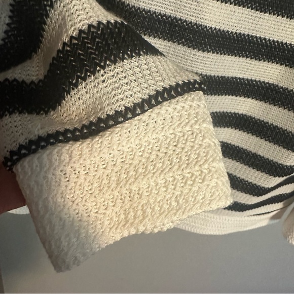 Lioness Black and White Striped V-Neck Sweater - Picture 11 of 13